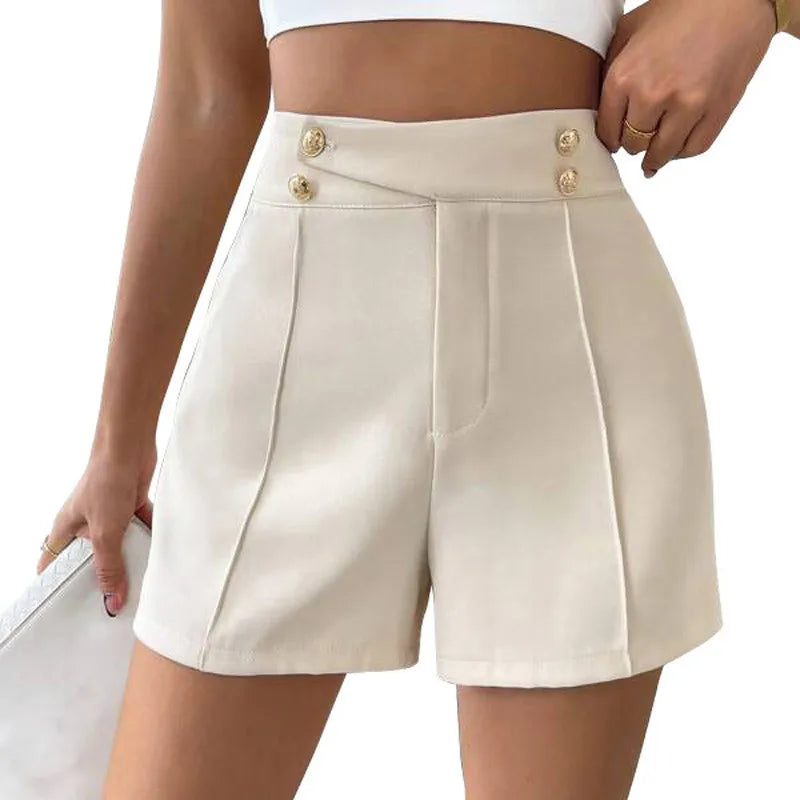 CLAIRE Vintage High Waist Gold Button Elegant Shorts Mills Melbourne