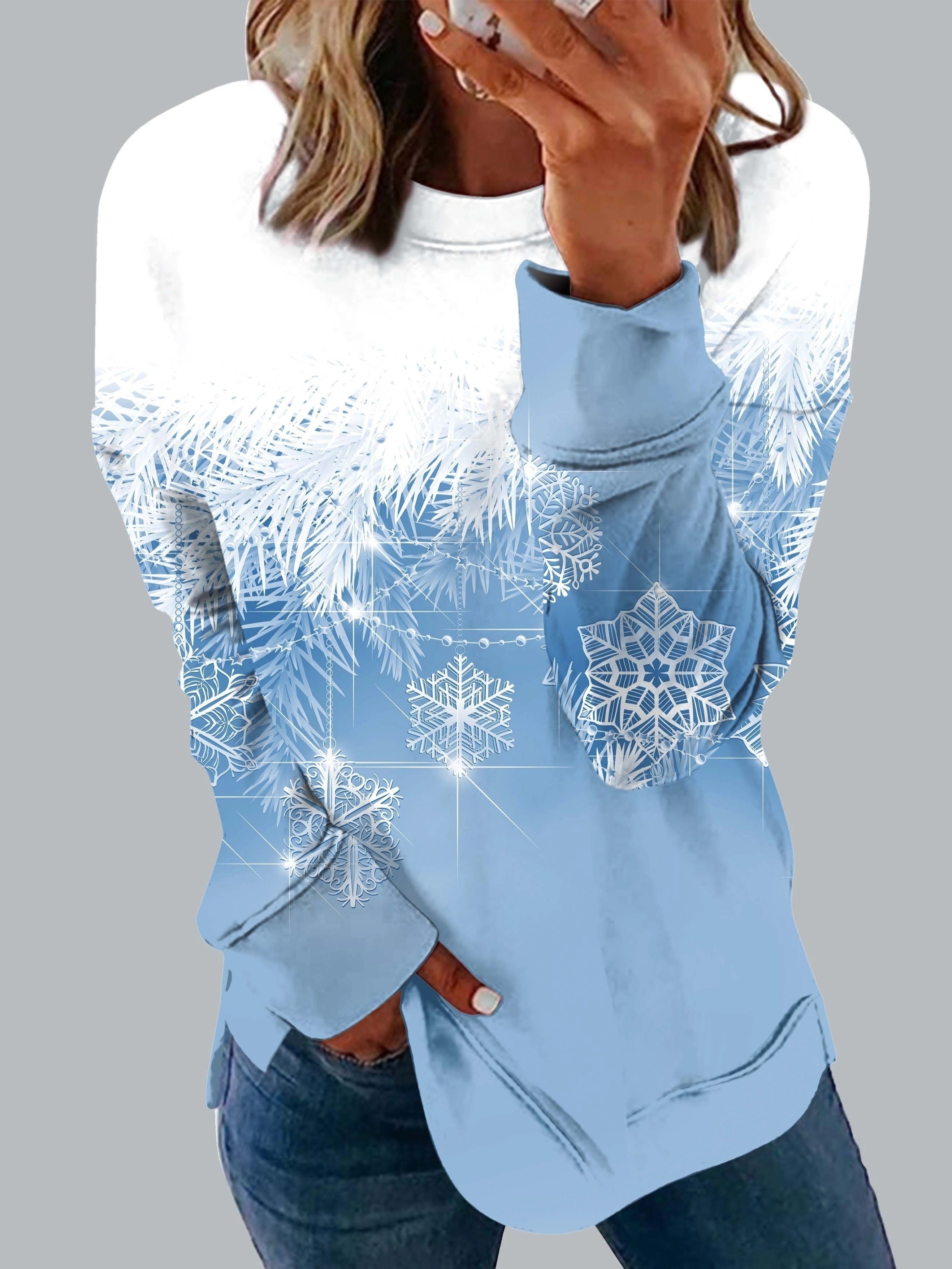 Sweater: Elegant winter sweater with snowflakes-3