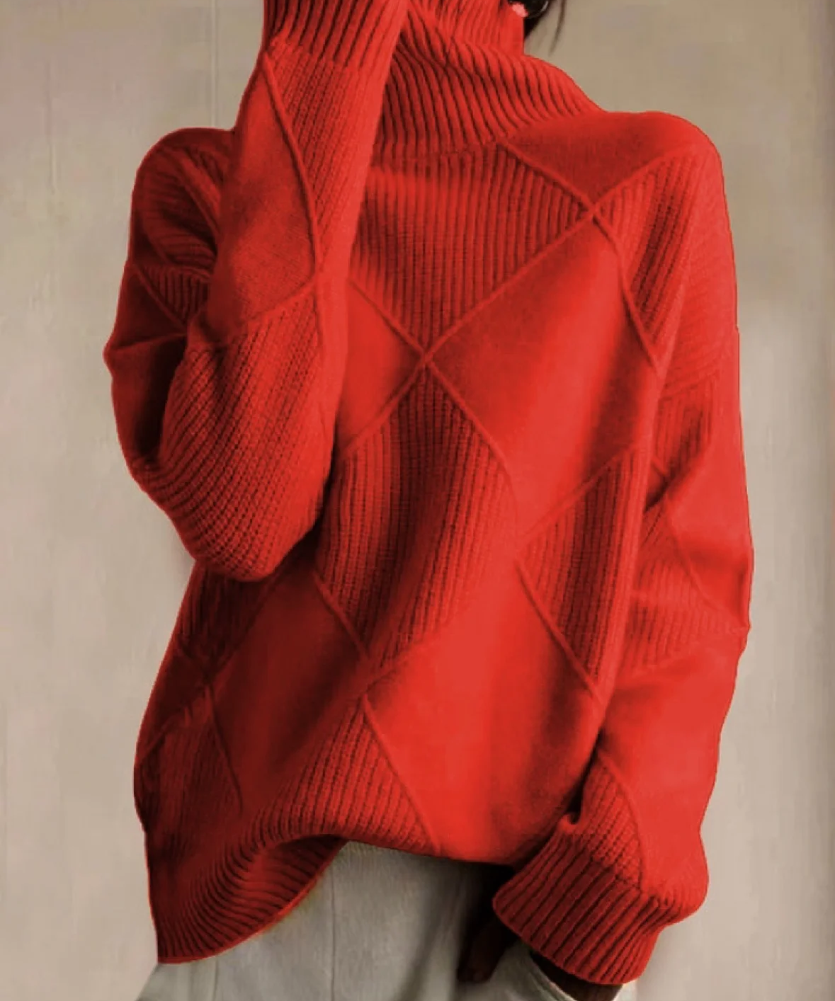 Knitting sweaters with high collar and modern color contrast-3