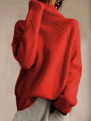 Knitting sweaters with high collar and modern color contrast-3