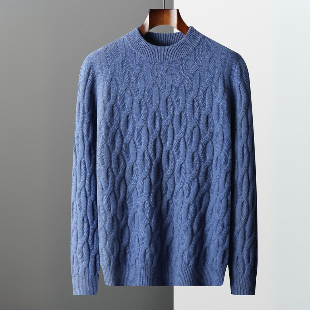 Unisex Cashmere Sweater – Relaxed Fit – Cable Knit – Ribbed Crew Neck-5