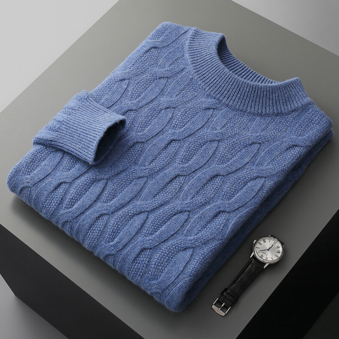 Unisex Cashmere Sweater – Relaxed Fit – Cable Knit – Ribbed Crew Neck-4