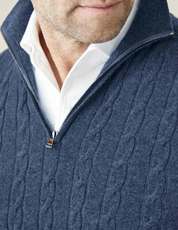Men’s Cable Knit Sweater – Wool Blend – Half Zip – Stand Collar – Smart Casual Fit-3