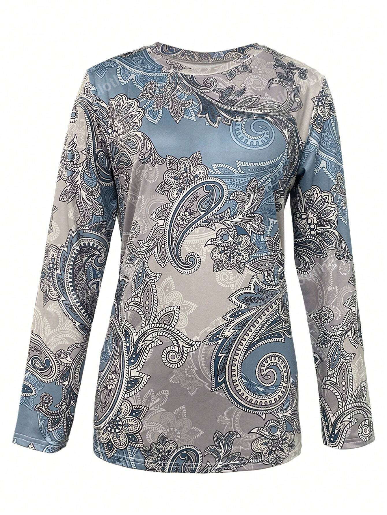 Elegant women's sweater with art printing for winter-2