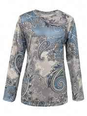 Elegant women's sweater with art printing for winter-2