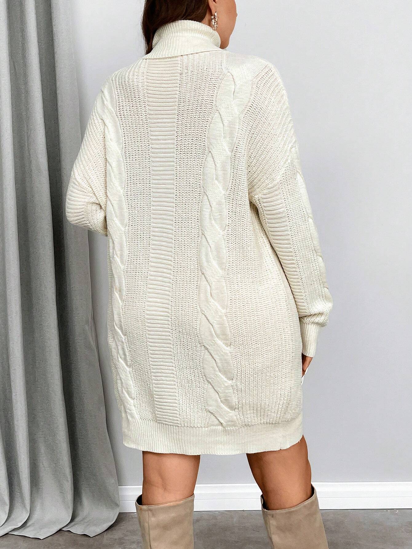 Long knit design sweater with a two -tone look for women-5
