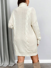 Long knit design sweater with a two -tone look for women-5