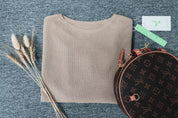 Sweater in noble gold with a round neckline for women-3