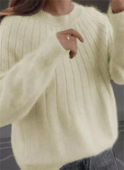 Fluffy knitting sweater made of acrylic fiber for women-4