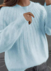 Fluffy knitting sweater made of acrylic fiber for women-6