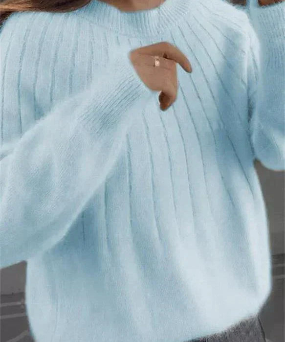Fluffy knitting sweater made of acrylic fiber for women-6