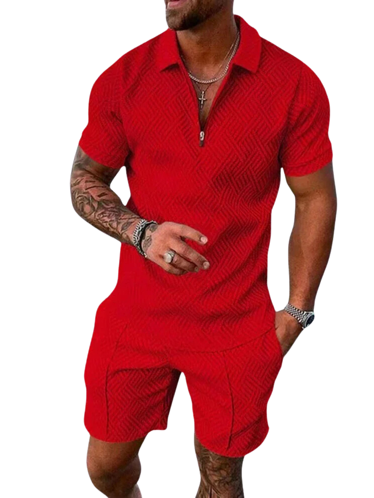 Peter | Stylish Textured Polo and Short Set