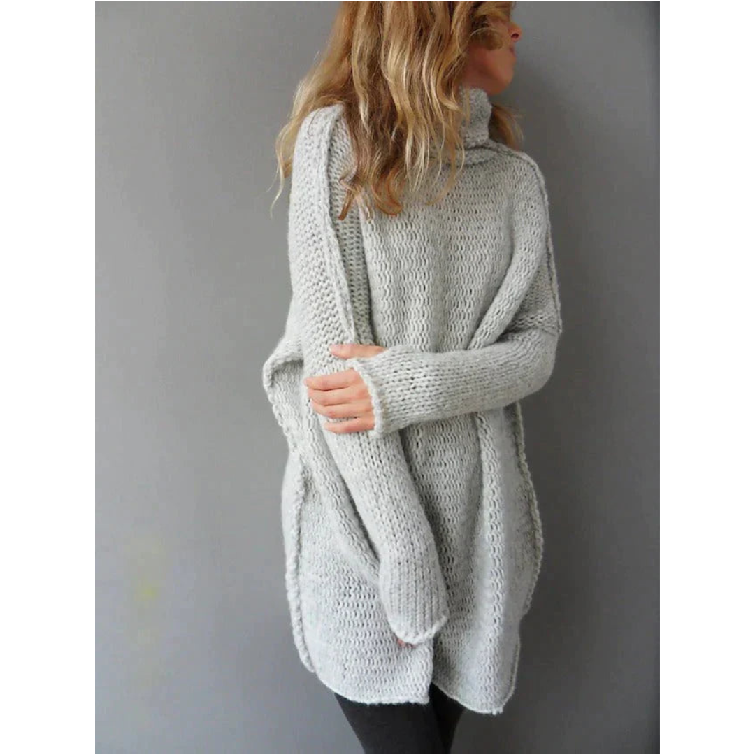 Linar | Ladies gray sweater in oversize-2