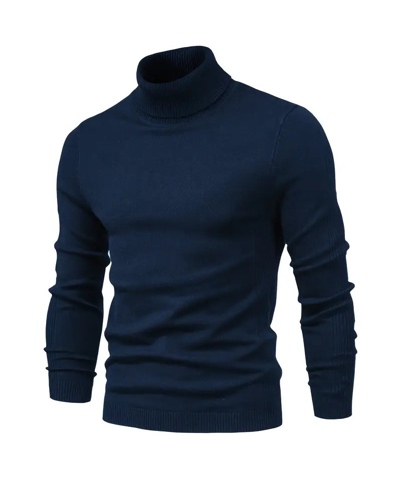 Men’s Turtleneck Sweater - Slim Fit - Soft Knit - Long Sleeve Smart Casual Wear-3