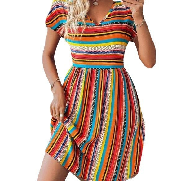 Josie | Chic & Flowy Striped Boho Mini Dress