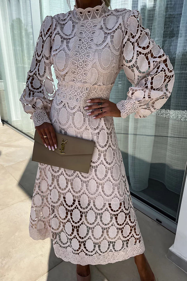 Chic Multicolor Lace Midi Dress | Exquisite Elegance for a Feminine Flair