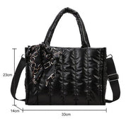 Elena | Quilted Nylon Crossbody Handbag with Silk Scarf Accent