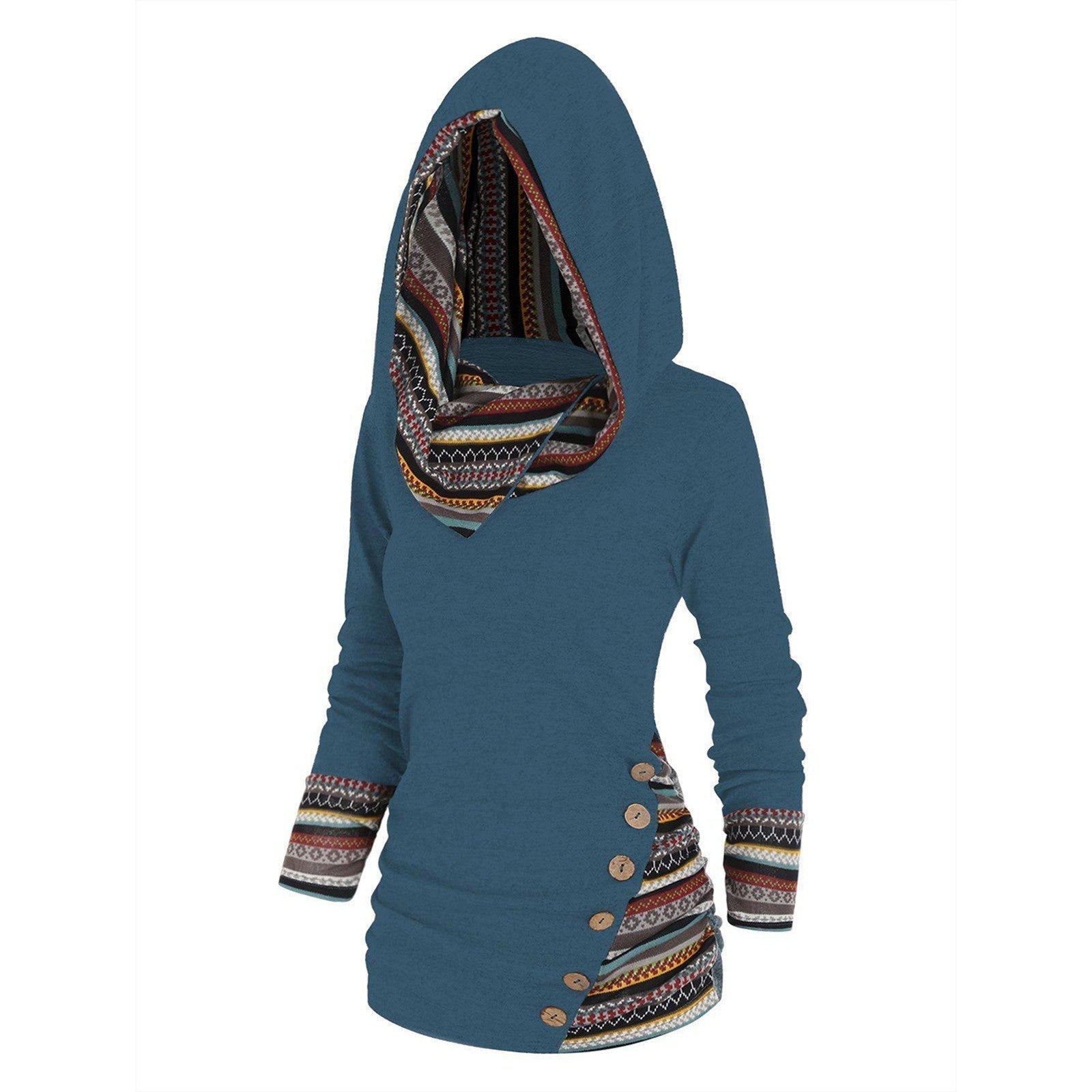 Relaxed hoodie with a tribal pattern-2
