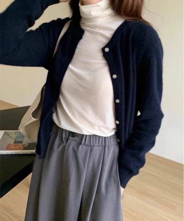 Part jacket with a circular neckline and two -tone layer cut-3