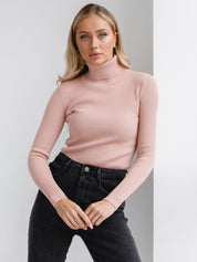 Sweater in stylish two -color design with turtleneck for women-3