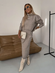 Sweater with turtleneck and midi dress in stylish set-3