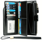 RFID-Secure Travel Wallet | Multi-Pocket Vintage Clutch