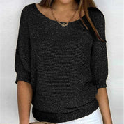 Sweater in the two -tone design made of soft knitting material for women-5