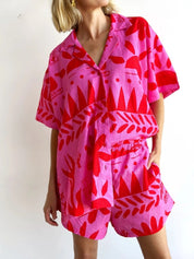 Charming Pink Short Sleeve Set | Pauline
