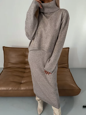 Sweater with turtleneck and midi dress in stylish set-2