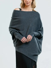Sweater with asymmetrical draping and loose cut for women-6