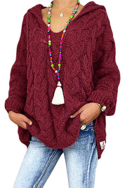 Sweaters made of soft cable knit with hood for women-2
