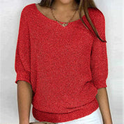 Sweater in the two -tone design made of soft knitting material for women-6