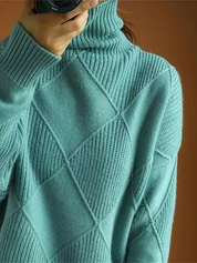 Knitting sweaters with high collar and modern color contrast-4