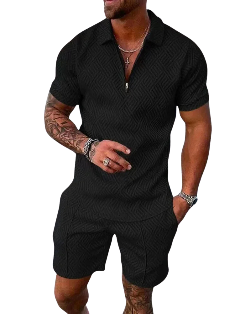 Peter | Stylish Textured Polo and Short Set
