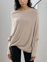 Sweater with asymmetrical draping and loose cut for women-4