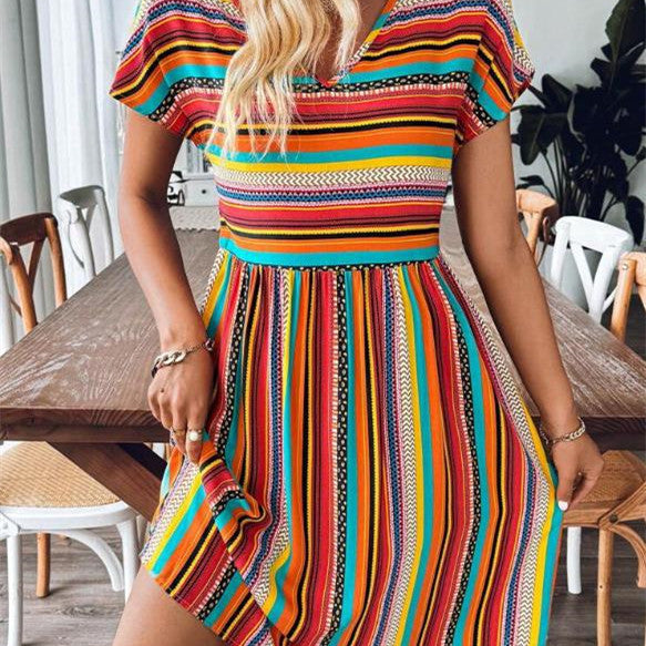 Josie | Chic & Flowy Striped Boho Mini Dress