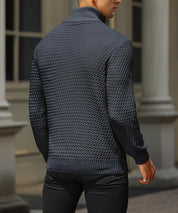 Men’s Half Zip Sweater – Textured Knit – Tailored Fit – Ribbed Trim – Soft Feel-5