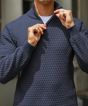 Men’s Half Zip Sweater – Textured Knit – Tailored Fit – Ribbed Trim – Soft Feel-4