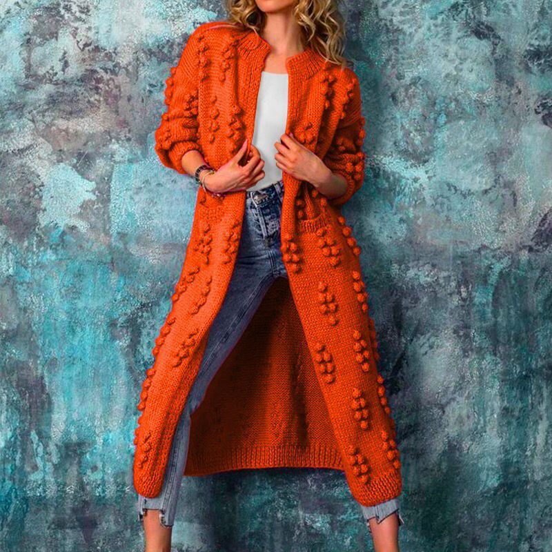 Long female sweater with wave pattern - warm & elegant-3