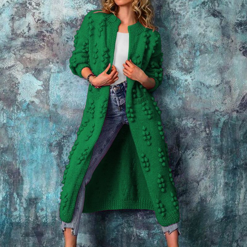 Long female sweater with wave pattern - warm & elegant-4