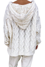 Sweaters made of soft cable knit with hood for women-6