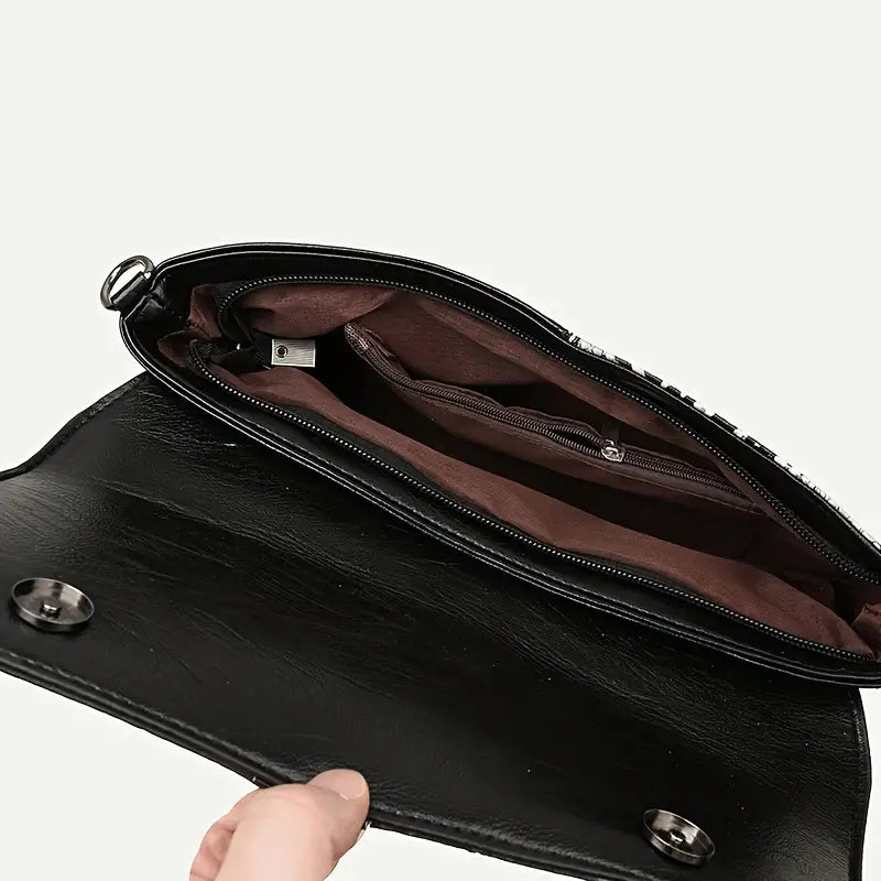 Clara | Retro Leather Shoulder Bag with Crocodile Pattern