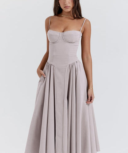 TULUM | Chic Sleeveless Midi Sun Dress With Corset Fit
