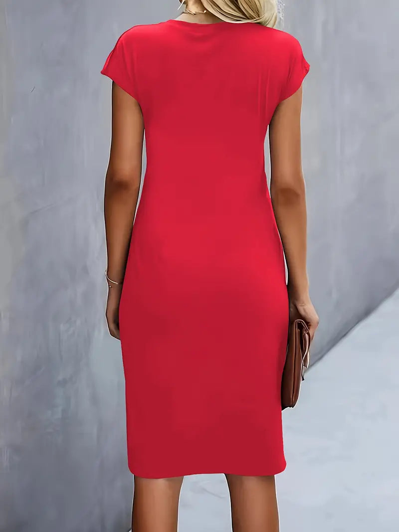 Grace | Midi Dress with Front Knot Design