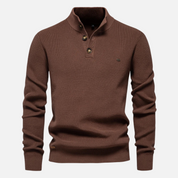 Men’s Turtleneck Sweater – Wool Blend – Slim Fit – Ribbed Knit with Button Placket-5