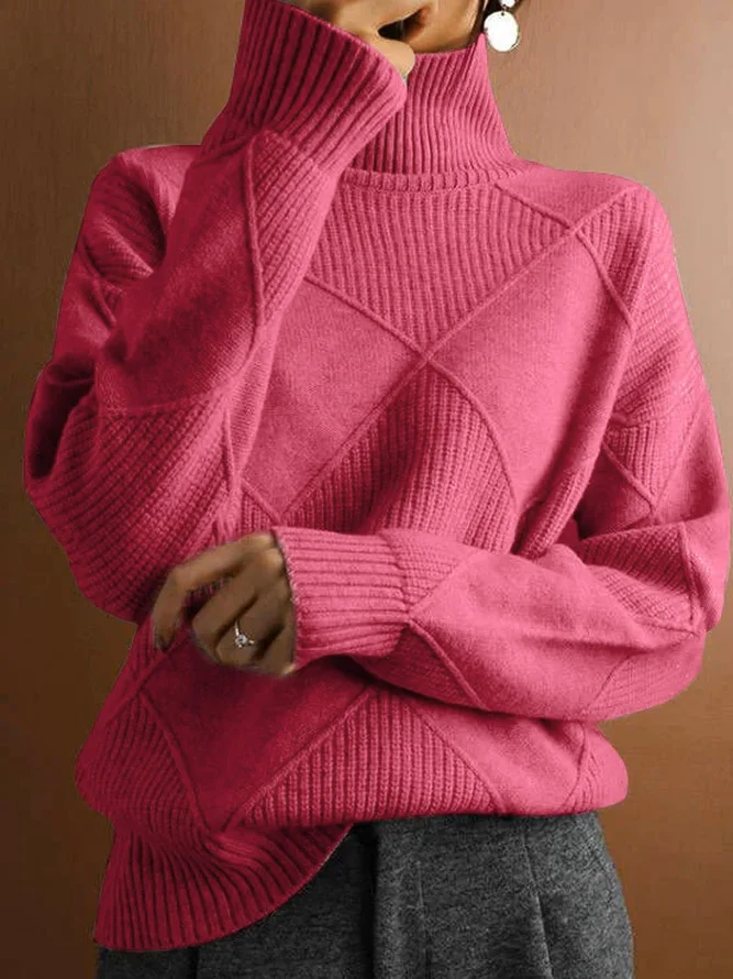 Knitting sweaters with high collar and modern color contrast-2