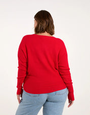 Sweater with hood in red for a casual and comfortable look for women-3