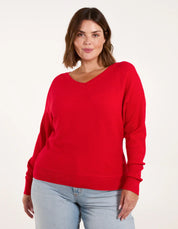 Sweater with hood in red for a casual and comfortable look for women-5