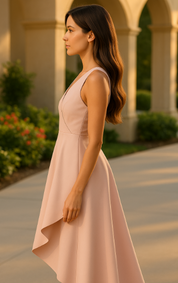 SABRINA | Chic Apricot V-Neck Wrap Dress with Split