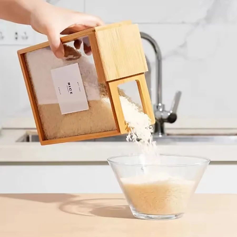 Bamboo Cereal Dispenser and Food Storage Container 0